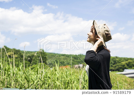 Summer plateau horse female person ranch 91589179