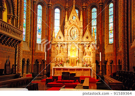 Hungary Budapest World Heritage Buda District Matthew Basilica Main Altar Hungary Budapest World Heritage Buda District Matthew Basilica Main Altar 91589364