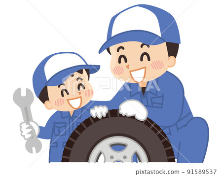 一個孩子體驗汽車修理工的工作 91589537