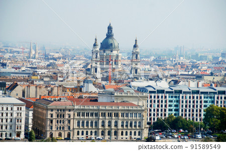 Hungary Budapest World Heritage Site Overlooking St. Stephen's Basilica in the Pest district from the fisherman's fort in the Buda district Hungary Budapest World Heritage Site Overlooking St. Stephen's Basilica in the Pest district from the fisherman's fort in the Buda district 91589549