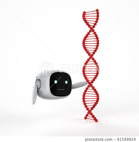 Cute and small robot with dna helix 91589929