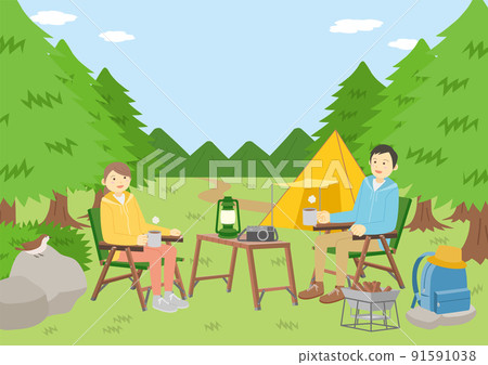 營地插畫_情侶_朋友_白天 91591038