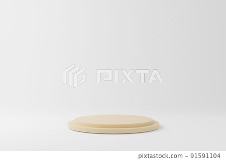 Abstract minimal scene with wooden podium in studio lighting beige background Abstract minimal scene with wooden podium in studio lighting beige background 91591104