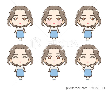 Pretty office casual woman: illustration set 91591111