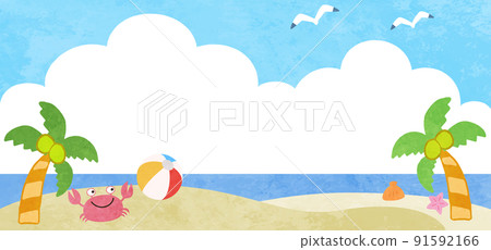 Summer / beach watercolor style illustration frame material Summer / beach watercolor style illustration frame material 91592166