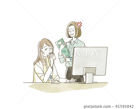 Female employees who are frustrated by women who do not work Female employees who are frustrated by women who do not work 91593842