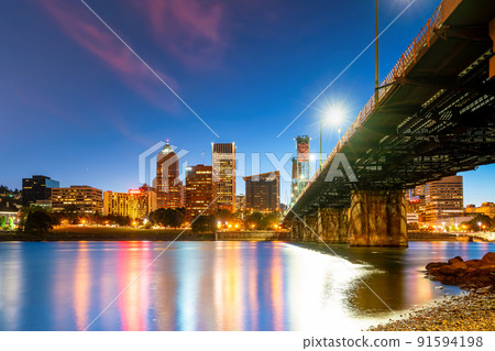 Portland city downtown skyline  cityscape of Oregon, in USA 91594198
