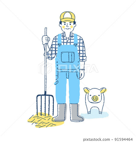 Pig farmer men and pigs 91594464