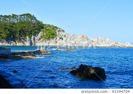 Sanriku Fukko National Park, Miyako City, Iwate Prefecture, Jodogahama, Nakanohama, Tashirozaki Peninsula, Jodogahama and Sword Mountain Sanriku Fukko National Park, Miyako City, Iwate Prefecture, Jodogahama, Nakanohama, Tashirozaki Peninsula, Jodogahama and Sword Mountain 91594704