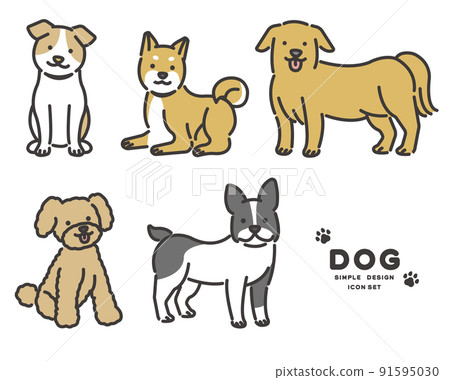 Simple and cute dog icon set vector illustration material / pet / pet dog Simple and cute dog icon set vector illustration material / pet / pet dog 91595030