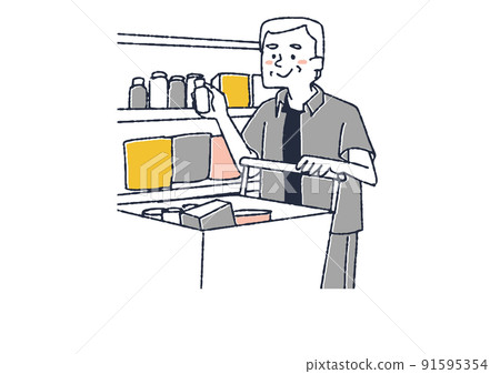 Elderly men buying medical supplies People shopping at supermarkets 91595354