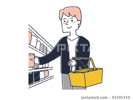 Men choosing products People shopping at supermarkets 91595359