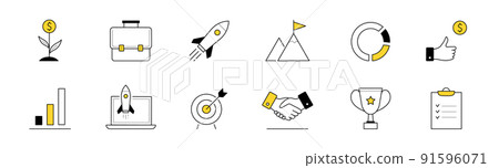 Doodle icons startup, project launch business idea - Stock Illustration ...