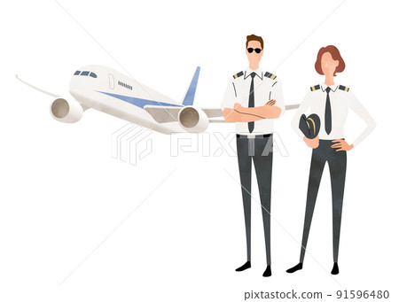 Vector Illustration Material: Pilot Men and Women 91596480