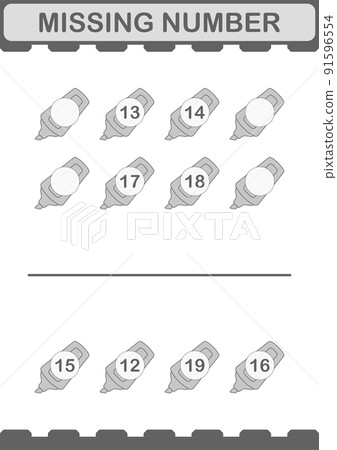 Missing number with Marker. Worksheet for kids 91596554