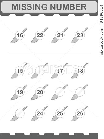 Missing number with Paintbrush. Worksheet for kids Missing number with Paintbrush. Worksheet for kids 91596614