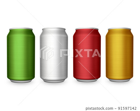 Aluminum cans on white background For design 91597142