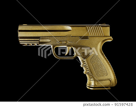 gun gold metal isolated on black background gun gold metal isolated on black background 91597428
