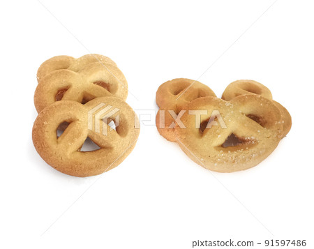 butter cookies isolated on white background 91597486