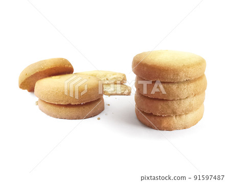 butter cookies isolated on white background butter cookies isolated on white background 91597487