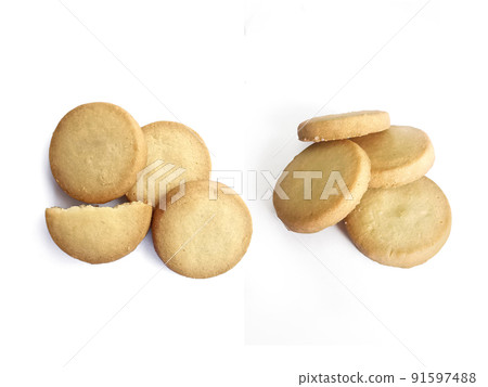butter cookies isolated on white background butter cookies isolated on white background 91597488