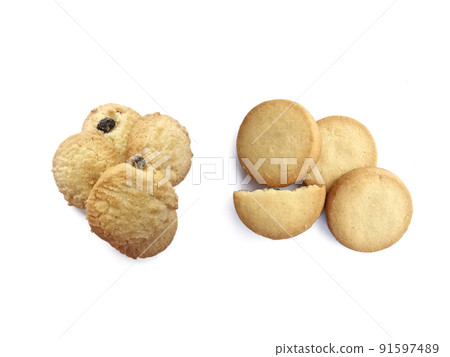 butter cookies isolated on white background 91597489
