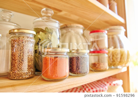 Storage of food in the kitchen in pantry Storage of food in the kitchen in pantry 91598296