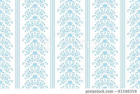 Wallpaper in the style of Baroque. Seamless vector background. White and blue floral ornament. Graphic pattern for fabric, wallpaper, packaging. Ornate Damask flower ornament Wallpaper in the style of Baroque. Seamless vector background. White and blue floral ornament. Graphic pattern for fabric, wallpaper, packaging. Ornate Damask flower ornament 91598359