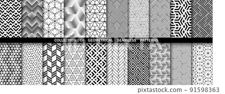 Geometric set of seamless black and white patterns. Simpless vector graphics Geometric set of seamless black and white patterns. Simpless vector graphics 91598363