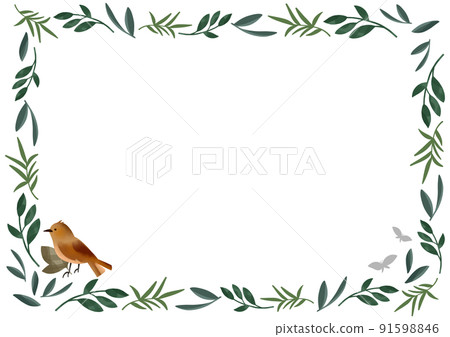 Bird and leaf frame Bird and leaf frame 91598846
