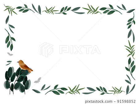 Bird and leaf frame Bird and leaf frame 91598852