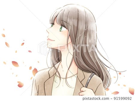 Woman in a jacket Profile Horizontal Autumn Woman in a jacket Profile Horizontal Autumn 91599092
