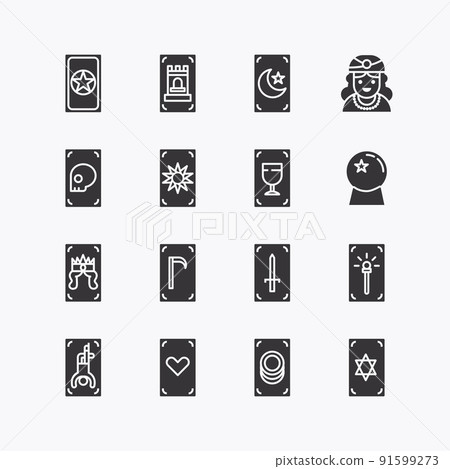 Bundle of tarot cards flat black icons collection. simple design vector Bundle of tarot cards flat black icons collection. simple design vector 91599273
