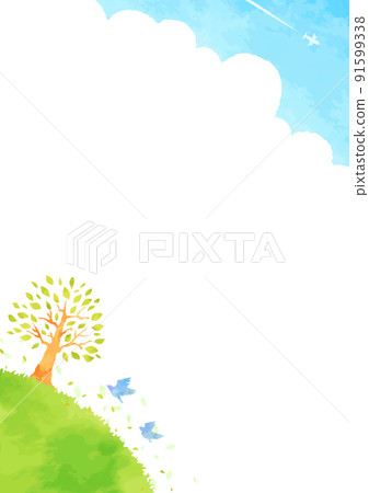 美麗的藍天和樹木的風景插圖 91599338