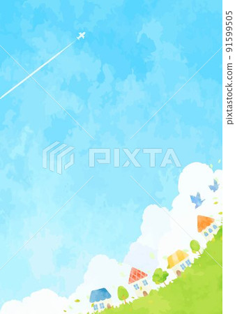 Gentle hand-painted townscape illustration Gentle hand-painted townscape illustration 91599505