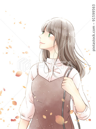 Woman in one piece Profile Vertical Autumn 91599563