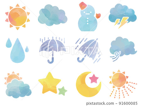 Watercolor style weather icon set 91600085