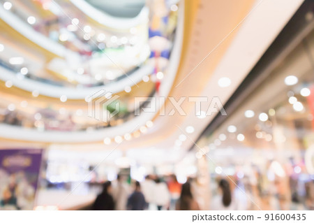 Abstract blur people in modern shopping mall interior defocused background 91600435