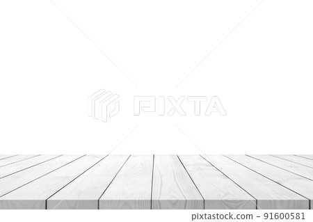 Empty white wooden table top isolated on white background Empty white wooden table top isolated on white background 91600581