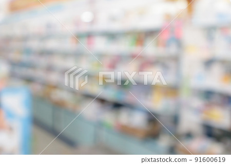 pharmacy drugstore shop interior blur background 91600619