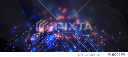 Neural network concept. Connected cells with links. High technology process. Abstract background 91600695