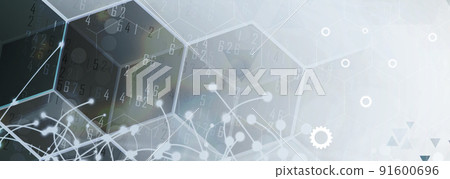 Neural network concept. Connected cells with links. High technology process. Abstract background 91600696