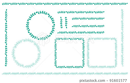 葉方形框架，格線安排（綠色） 91601577