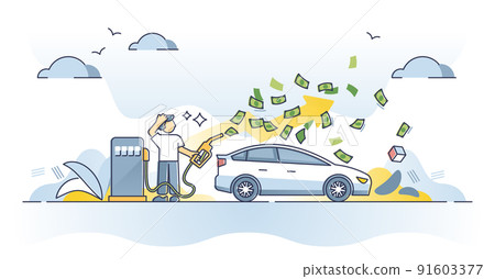 Fuel economy crisis and expensive gas consumption prices outline concept Fuel economy crisis and expensive gas consumption prices outline concept 91603377