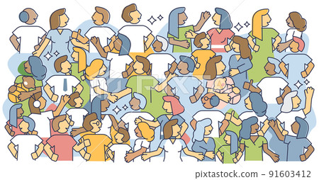 Population crowd and large various social community audiences outline concept Population crowd and large various social community audiences outline concept 91603412