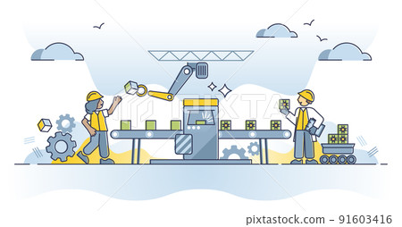 Production line and manufacturing conveyer in 4.0 factory outline concept 91603416