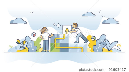 Project planning and control or business strategy management outline concept 91603417