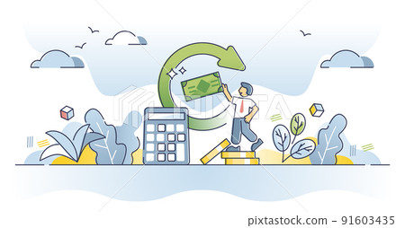 Tax return and financial money income after VAT calculation outline concept Tax return and financial money income after VAT calculation outline concept 91603435