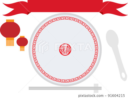 Illustration of a frame like the logo mark of the Chinese fair 91604215