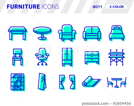 Two-color style icon set related to furniture_011 Two-color style icon set related to furniture_011 91604456